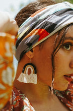 Load image into Gallery viewer, Maya Arc Tassel Earrings - White