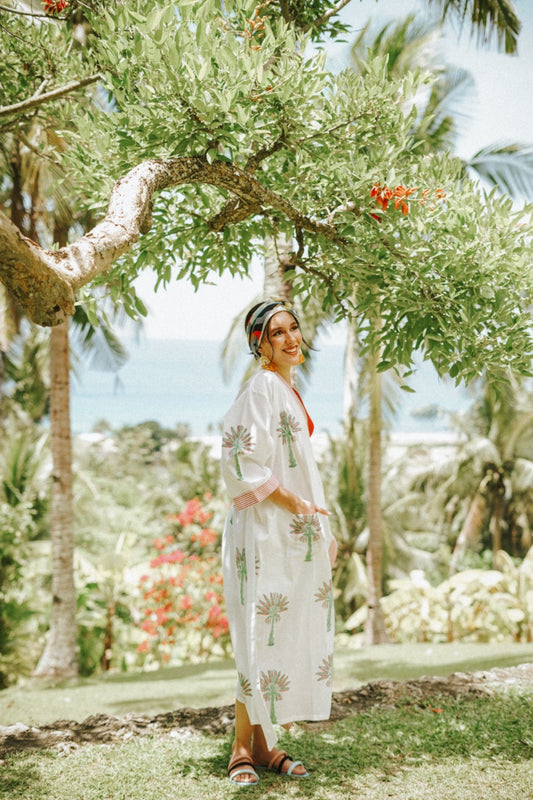 Johari Kimono + Shorts Set - Pink Palm