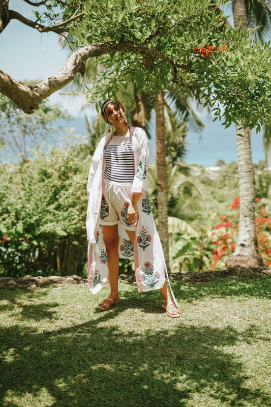 Johari Kimono + Shorts Set - Pink Mums