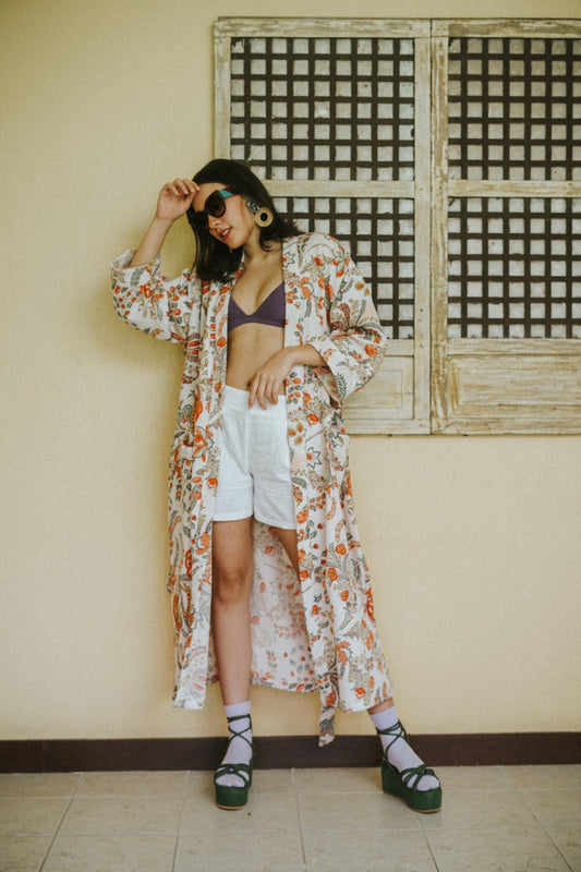 17HM Waki Waffle Robe - White