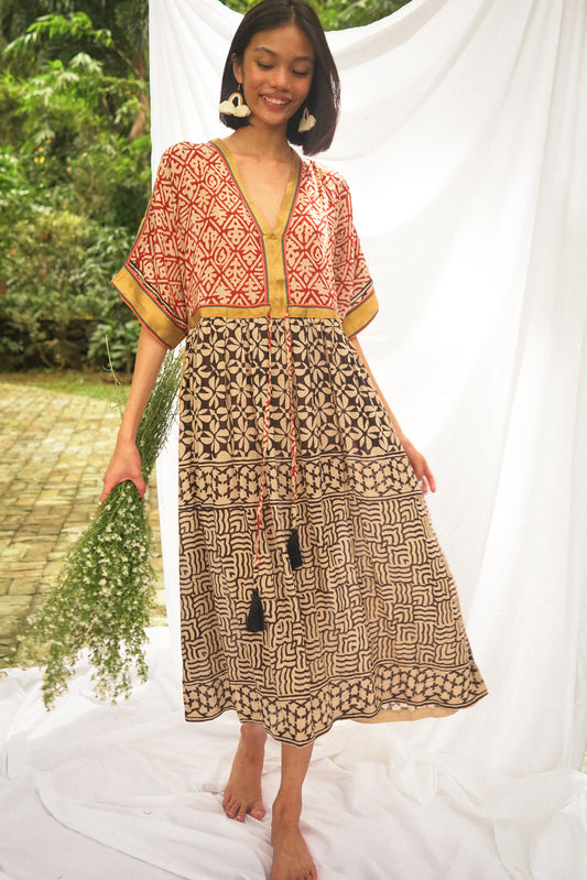 Bagru Midi Dress - Design 8