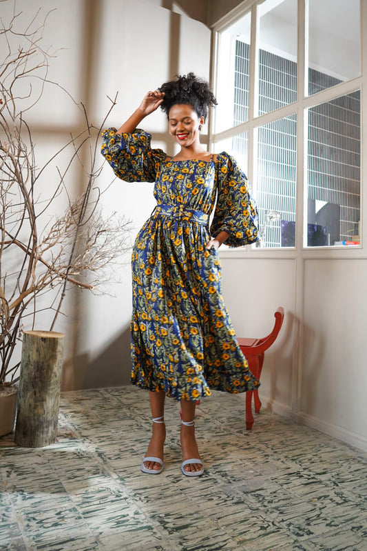 Perejil Cold Shoulder Dress - Navy