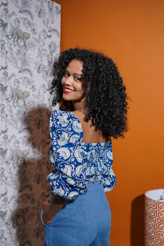 Guajillo Peplum Top (Navy)