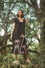 Load image into Gallery viewer, Papiya Caftan - Black with Pink Palms

