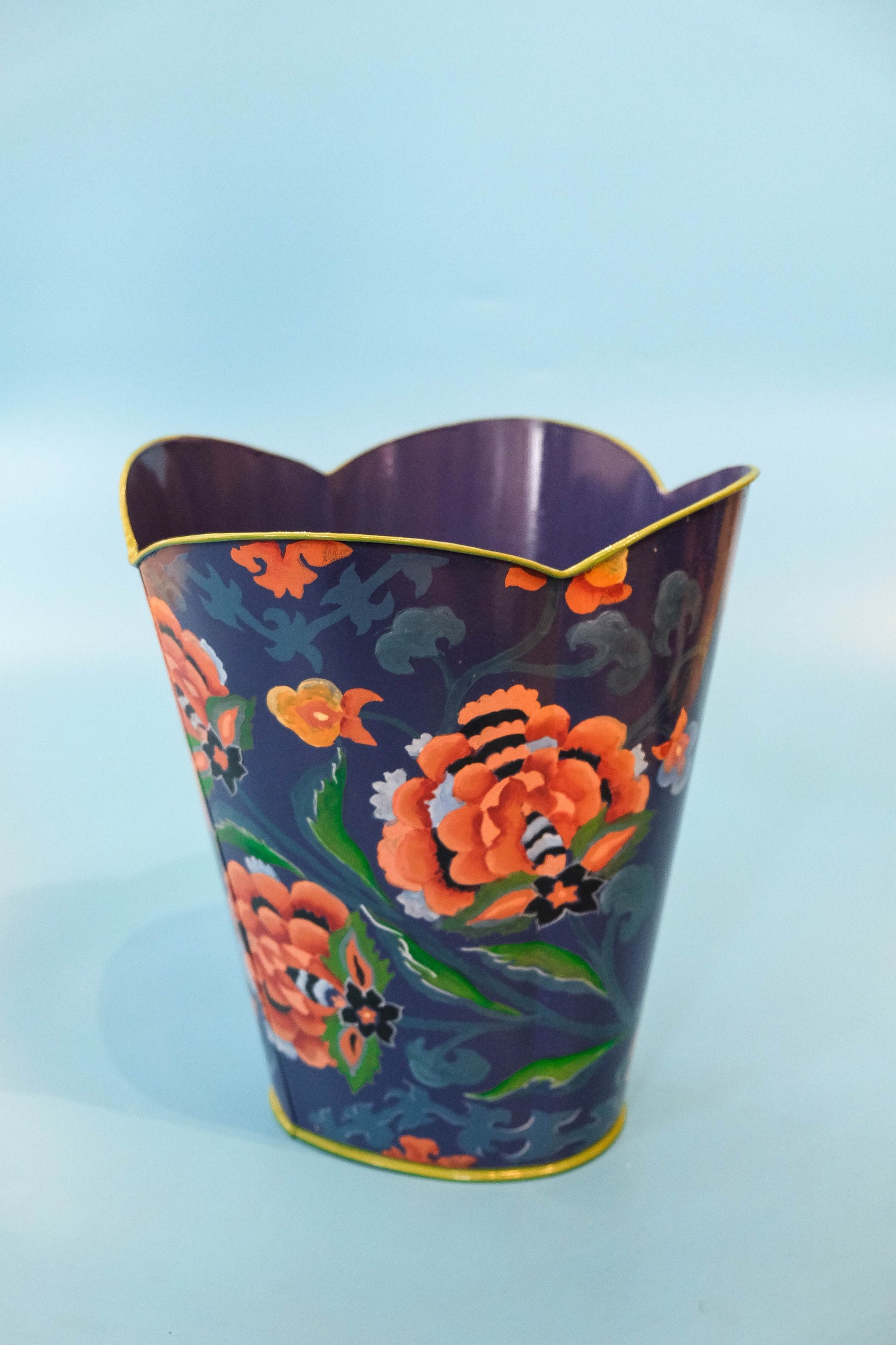 Tin Trash Bin - Indienne Floral