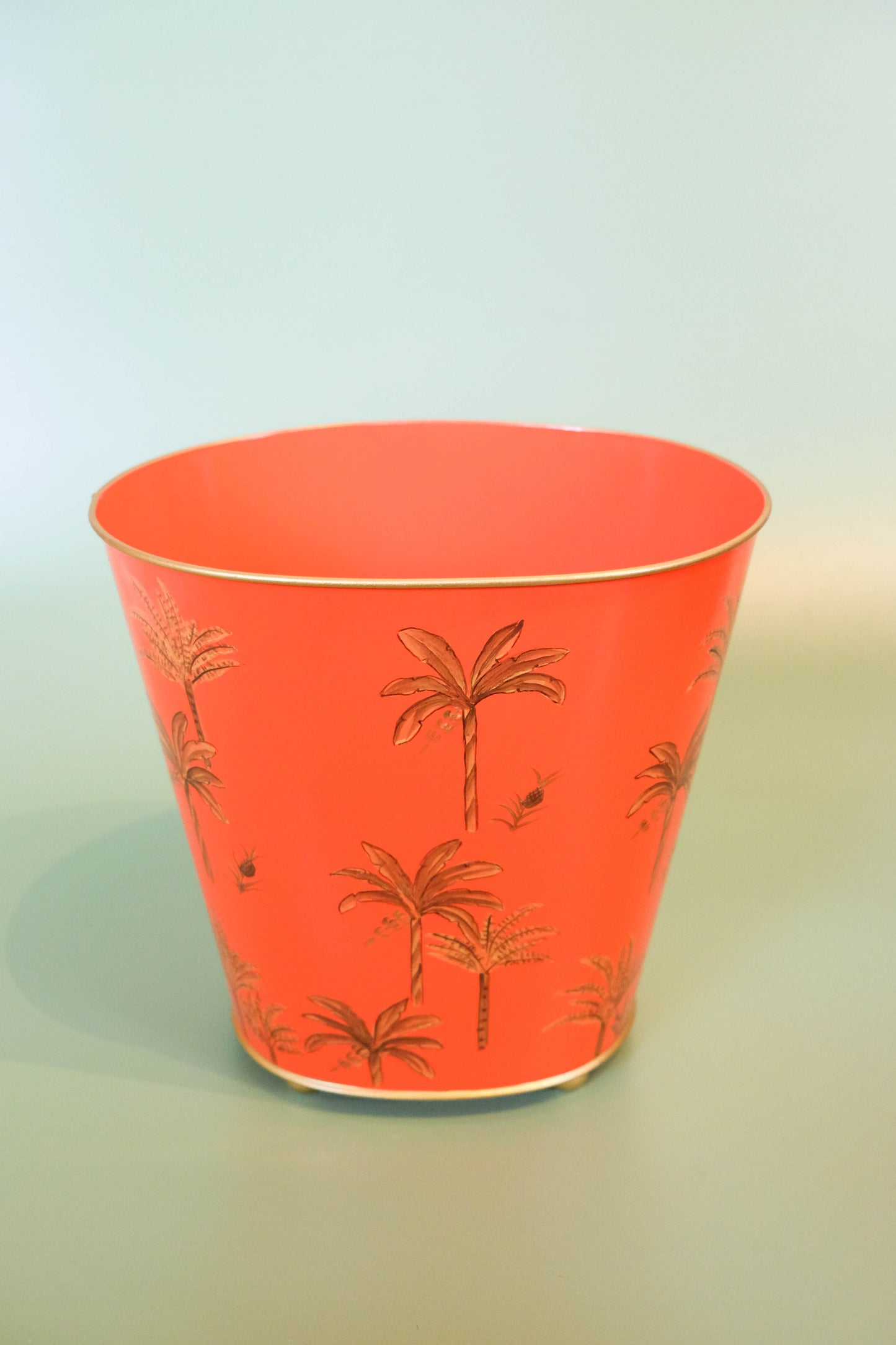 Tin Trash Bin - Sunset Palm
