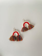 Load image into Gallery viewer, Maya Arc Tassel Earrings - Red Multicolor