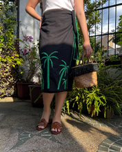 Load image into Gallery viewer, Papiya Wrap Skirt - Black with Green Palms